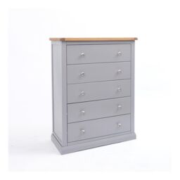 Cabinet Bits Rocca 5 Drawer Chest of Drawers Chrome Knob in Grey - thumbnail 2