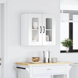 Berkfield Home Kitchen Wall Cabinet with Glass Door Kalmar High Gloss White Wood - thumbnail 4