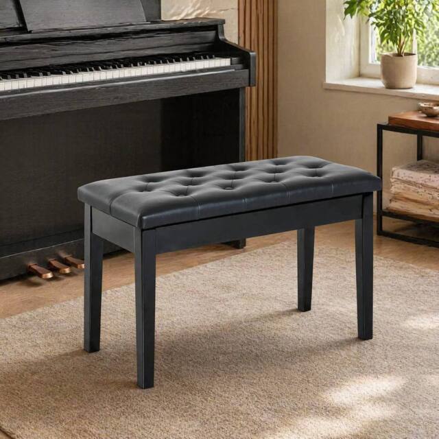 STILVORA Piano Stool with Storage Black - image 1