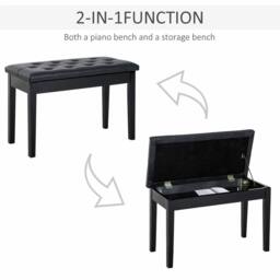 STILVORA Piano Stool with Storage Black - thumbnail 4