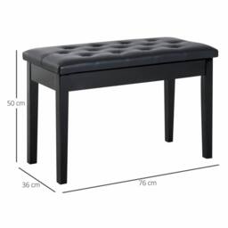 STILVORA Piano Stool with Storage Black - thumbnail 2