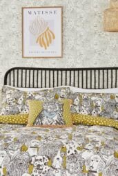 Scion 'Doggy Day Care' Cotton Cushion in Mustard - Size: 45 cm x 45 cm - thumbnail 3
