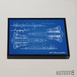 "Artery8 SR 71 Blackbird Habu US Aircraft Spy Framed Canvas Wall Art Print in Blue - Size: W12"" x H16""" - thumbnail 2