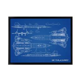 "Artery8 SR 71 Blackbird Habu US Aircraft Spy Framed Canvas Wall Art Print in Blue - Size: W12"" x H16""" - thumbnail 1