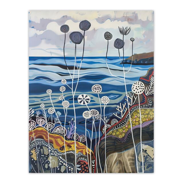 "Artery8 Abstract Scottish Coastal Artwork Coral Sealife Wall Art Print in Blue - Size: W12"" x H16""" - image 1