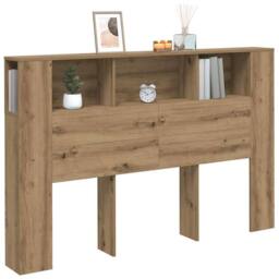 Berkfield Home Headboard Cabinet Artisan Oak 160x18.5x103.5 cm Engineered Wood in Brown - thumbnail 3