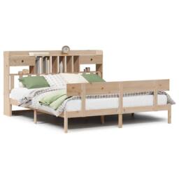 Berkfield Home Bookcase Bed without Mattress 180x200 cm Super King Solid Wood Pine in Light Tan - thumbnail 2