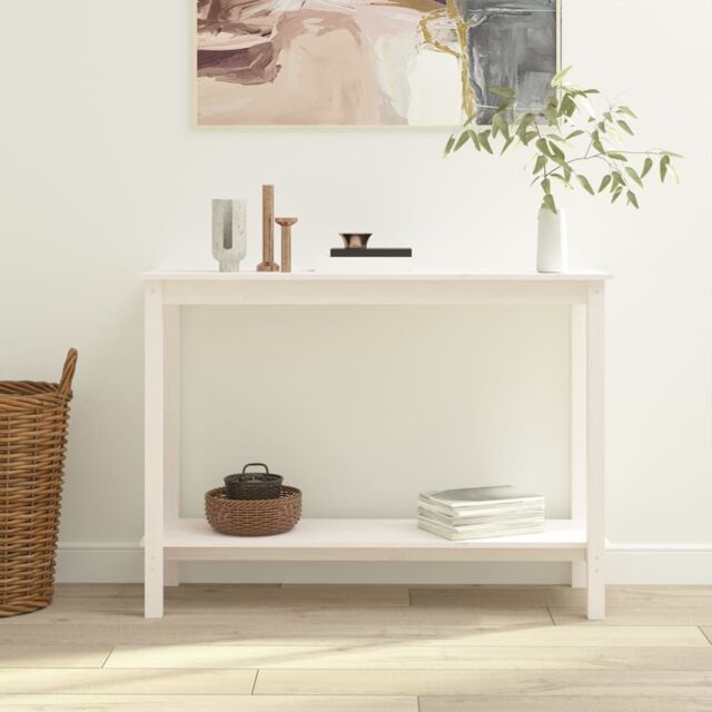 Berkfield Home Console Table White 110x40x80 cm Solid Wood Pine - Size: 110 x 40 x 80 cm - image 1