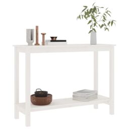 Berkfield Home Console Table White 110x40x80 cm Solid Wood Pine - Size: 110 x 40 x 80 cm - thumbnail 6