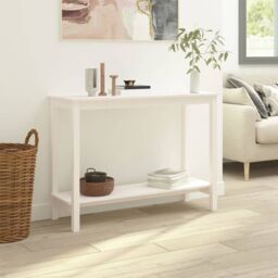 Berkfield Home Console Table White 110x40x80 cm Solid Wood Pine - Size: 110 x 40 x 80 cm - thumbnail 5