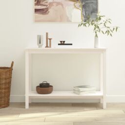 Berkfield Home Console Table White 110x40x80 cm Solid Wood Pine - Size: 110 x 40 x 80 cm - thumbnail 1