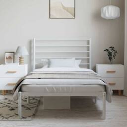 Berkfield Home Metal Bed Frame with Headboard White 100x200 cm - thumbnail 3