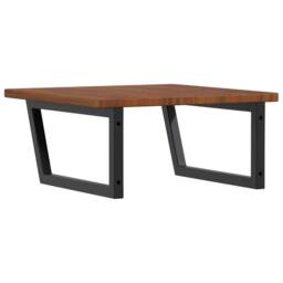Berkfield Home Elegant Basin Shelf Wall Mounted Steel & Solid Wood Oak in Brown - thumbnail 6