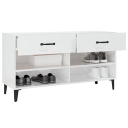 Berkfield Home Shoe Cabinet High Gloss White 102x35x55 cm Engineered Wood - Size: 102 x 35 x 55 cm - thumbnail 5