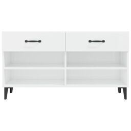 Berkfield Home Shoe Cabinet High Gloss White 102x35x55 cm Engineered Wood - Size: 102 x 35 x 55 cm - thumbnail 6