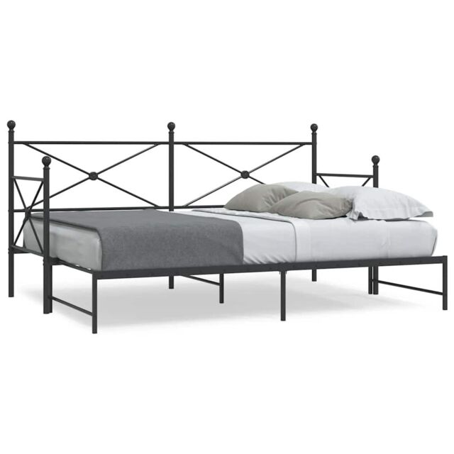 Berkfield Home Daybed with Trundle without Mattress Black 90x200 cm Steel - image 1