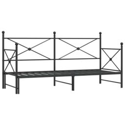 Berkfield Home Daybed with Trundle without Mattress Black 90x200 cm Steel - thumbnail 2