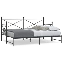 Berkfield Home Daybed with Trundle without Mattress Black 90x200 cm Steel
