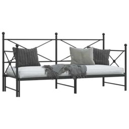 Berkfield Home Daybed with Trundle without Mattress Black 90x200 cm Steel - thumbnail 5