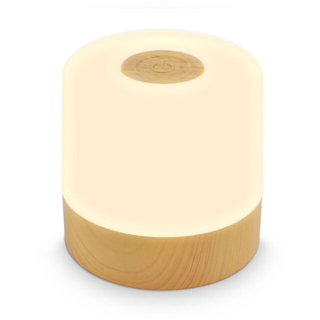 B.K.Licht Wood Effect 2W Rechargeable LED Table Lamp in Brown - image 1