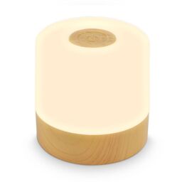 B.K.Licht Wood Effect 2W Rechargeable LED Table Lamp in Brown - thumbnail 1
