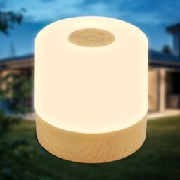 B.K.Licht Wood Effect 2W Rechargeable LED Table Lamp in Brown - thumbnail 8