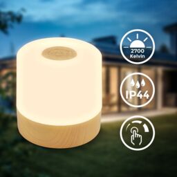 B.K.Licht Wood Effect 2W Rechargeable LED Table Lamp in Brown - thumbnail 2