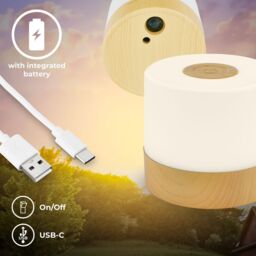 B.K.Licht Wood Effect 2W Rechargeable LED Table Lamp in Brown - thumbnail 6