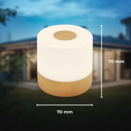 B.K.Licht Wood Effect 2W Rechargeable LED Table Lamp in Brown - thumbnail 5