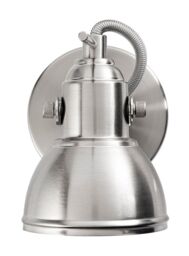 Happy Homewares Unique Industrial Designed Switched Wall Spot Light in Metallic Silver - thumbnail 2
