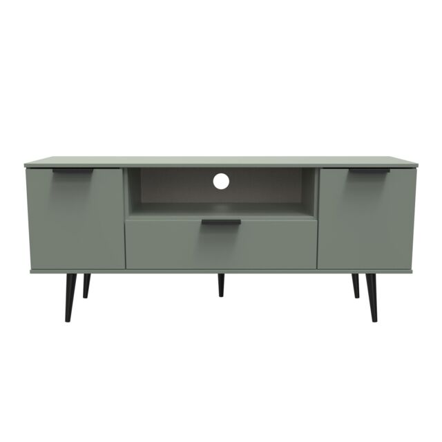 Ready Assembled 2 U Fuji 2 Door 1 Drawer Wide TV Unit (Ready Assembled) in Pale Green - image 1