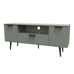 Ready Assembled 2 U Fuji 2 Door 1 Drawer Wide TV Unit (Ready Assembled) in Pale Green - thumbnail 3