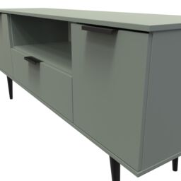 Ready Assembled 2 U Fuji 2 Door 1 Drawer Wide TV Unit (Ready Assembled) in Pale Green - thumbnail 4