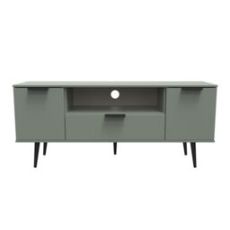 Ready Assembled 2 U Fuji 2 Door 1 Drawer Wide TV Unit (Ready Assembled) in Pale Green - thumbnail 1