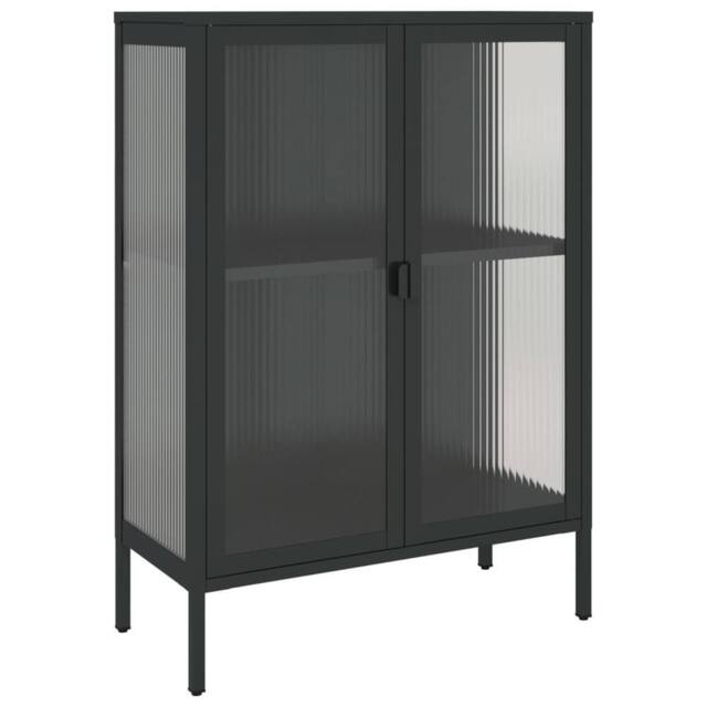 Berkfield Home Sideboard Black 75x35x105 cm Glass & Steel - Size: 75 x 35 x 105 cm - image 1