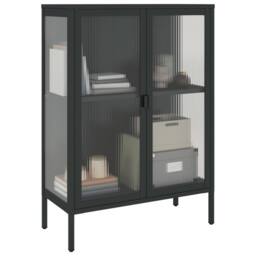 Berkfield Home Sideboard Black 75x35x105 cm Glass & Steel - Size: 75 x 35 x 105 cm - thumbnail 4