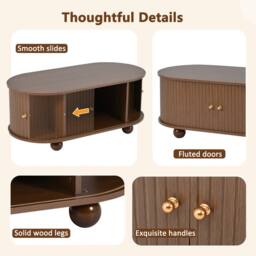 Rolipo Dark Walnut TV Stand & Coffee Table Set for 70 Inch TV - thumbnail 2