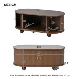 Rolipo Dark Walnut TV Stand & Coffee Table Set for 70 Inch TV - thumbnail 5