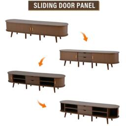 Rolipo Dark Walnut TV Stand & Coffee Table Set for 70 Inch TV - thumbnail 8