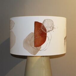 Benjamin Tate Design terracotta orange blush pink ivory beige watercolor illustration & gold elements ceiling lamp shade in Natural
