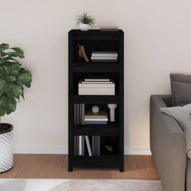 Berkfield Home Beautiful Book Cabinet Black 50x35x125.5 cm Solid Wood Pine - image 1