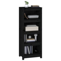 Berkfield Home Beautiful Book Cabinet Black 50x35x125.5 cm Solid Wood Pine - thumbnail 4