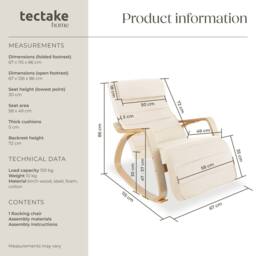 tectake Rocking Chair Onda in Beige - thumbnail 6