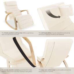 tectake Rocking Chair Onda in Beige - thumbnail 5