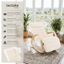 tectake Rocking Chair Onda in Beige - thumbnail 2
