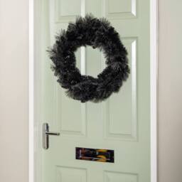 Samuel Alexander 50cm Plain Black Tipped Hanging Christmas & Halloween Artificial Wreath - thumbnail 7