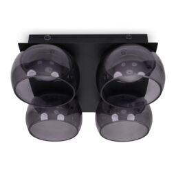 ValueLights Alissa IP44 Rated Bathroom 4 Way Glass Integrated LED Flush Ceiling Light in Black - thumbnail 2