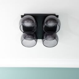 ValueLights Alissa IP44 Rated Bathroom 4 Way Glass Integrated LED Flush Ceiling Light in Black - thumbnail 4