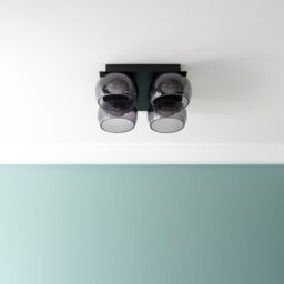 ValueLights Alissa IP44 Rated Bathroom 4 Way Glass Integrated LED Flush Ceiling Light in Black - thumbnail 3