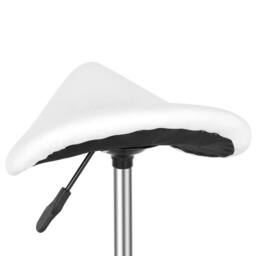 FLAVORA Adjustable Rolling PU Leather Salon Stool in White - thumbnail 5